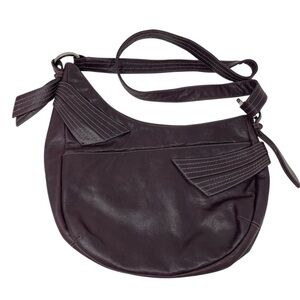 RARE! Michelle Vale Plum Leather Crossbody Bag NWOT